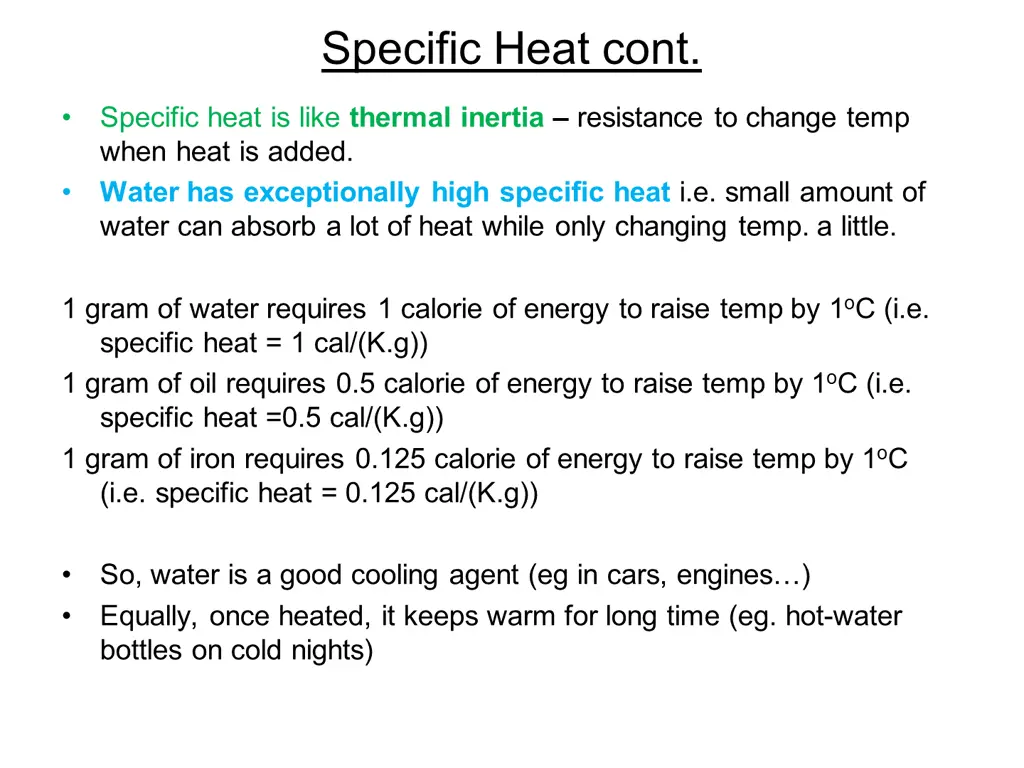 specific heat cont