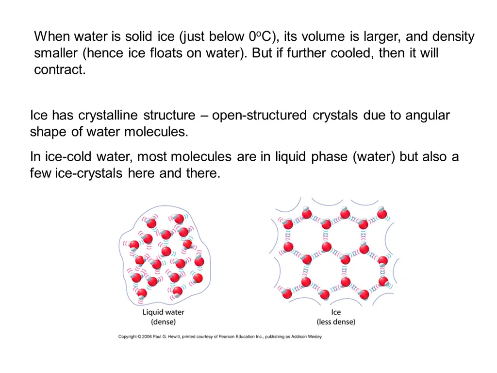 when water is solid ice just below