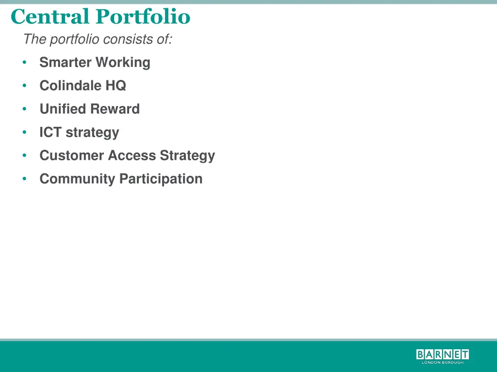 central portfolio the portfolio consists of