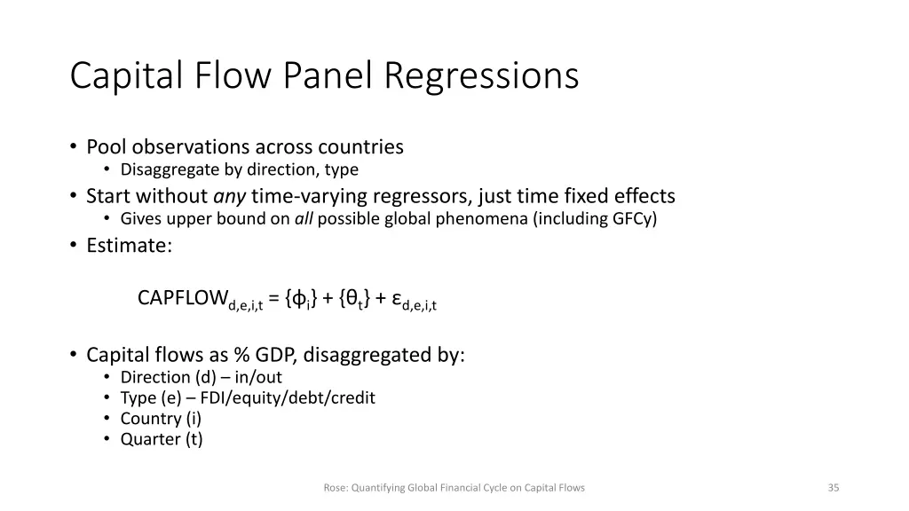 capital flow panel regressions