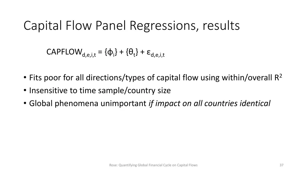 capital flow panel regressions results