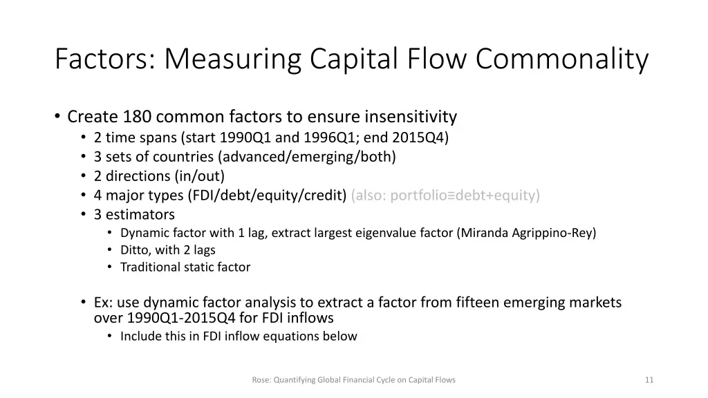 factors measuring capital flow commonality