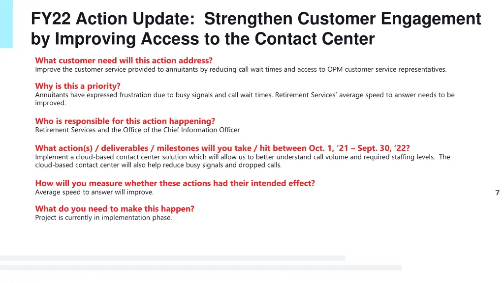 fy22 action update strengthen customer engagement