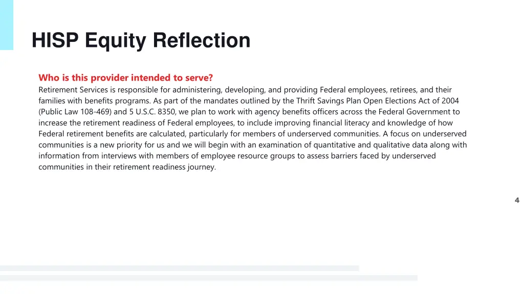 hisp equity reflection