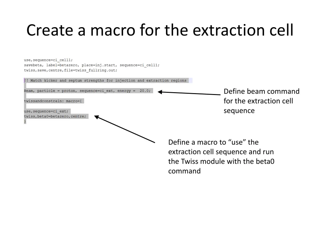 create a macro for the extraction cell