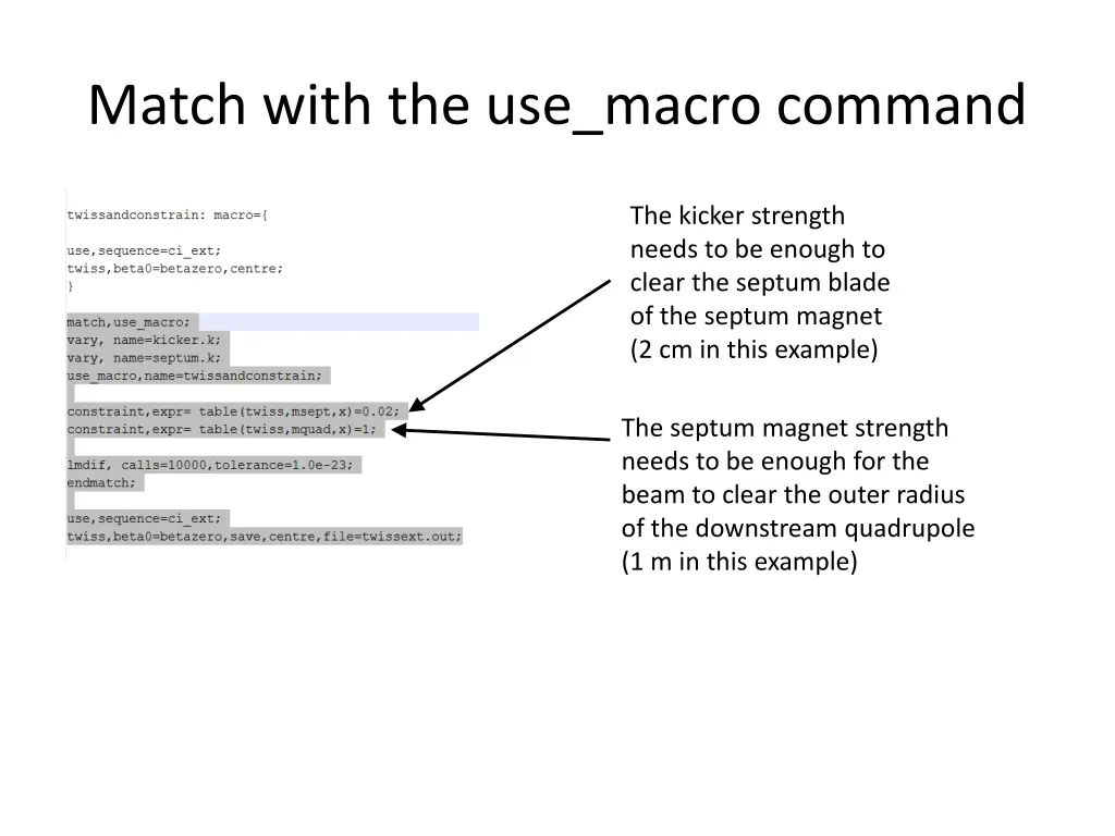 match with the use macro command