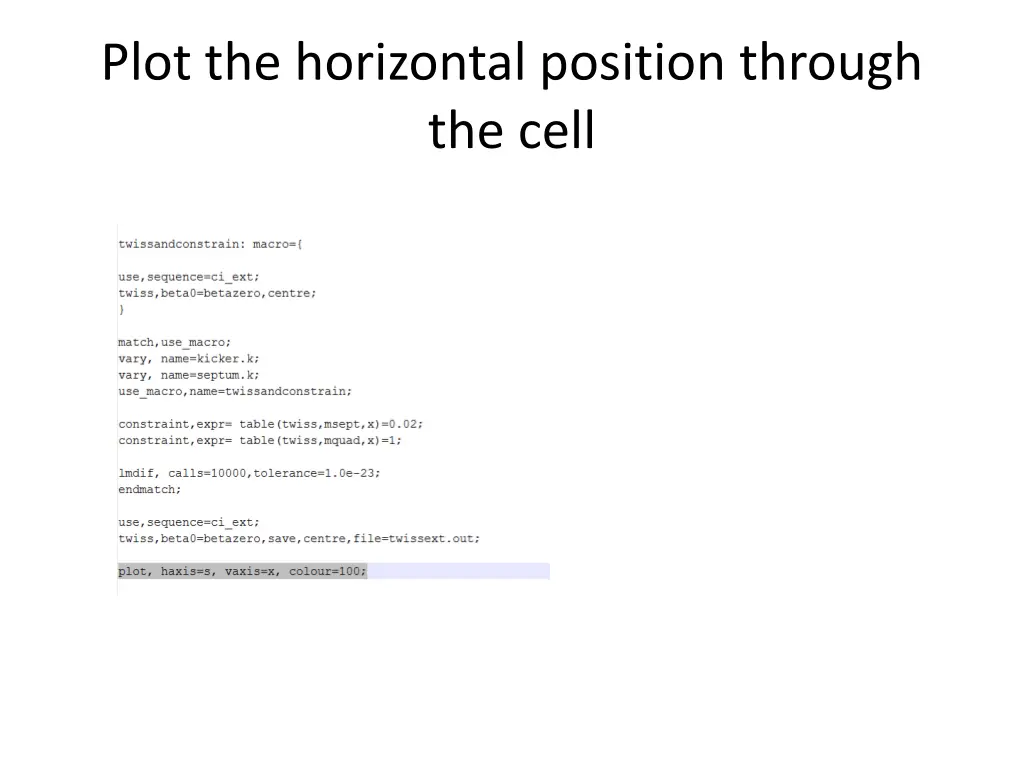 plot the horizontal position through the cell