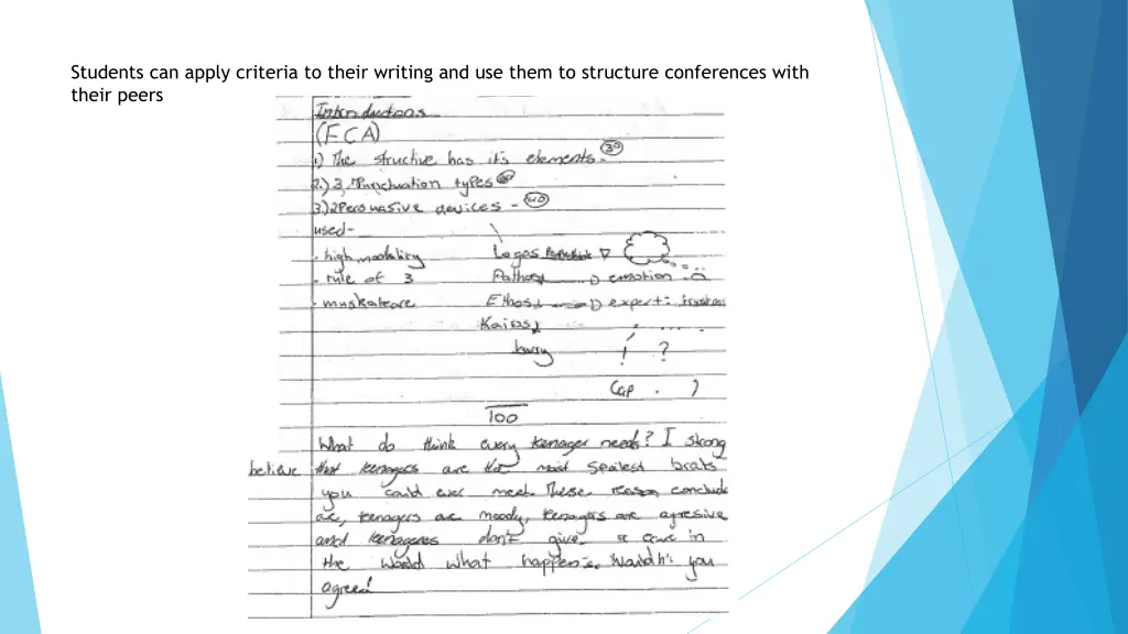 students can apply criteria to their writing