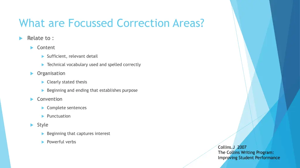 what are focussed correction areas