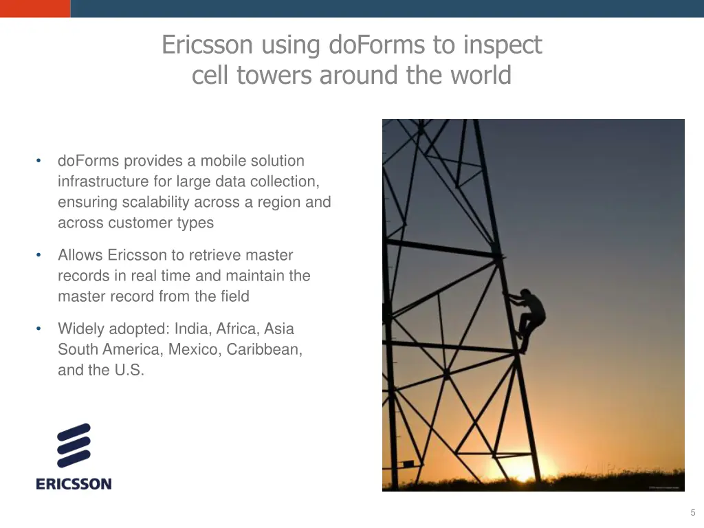 ericsson using doforms to inspect cell towers