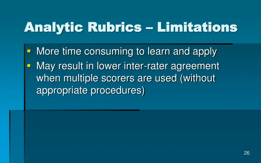 analytic rubrics analytic rubrics limitations