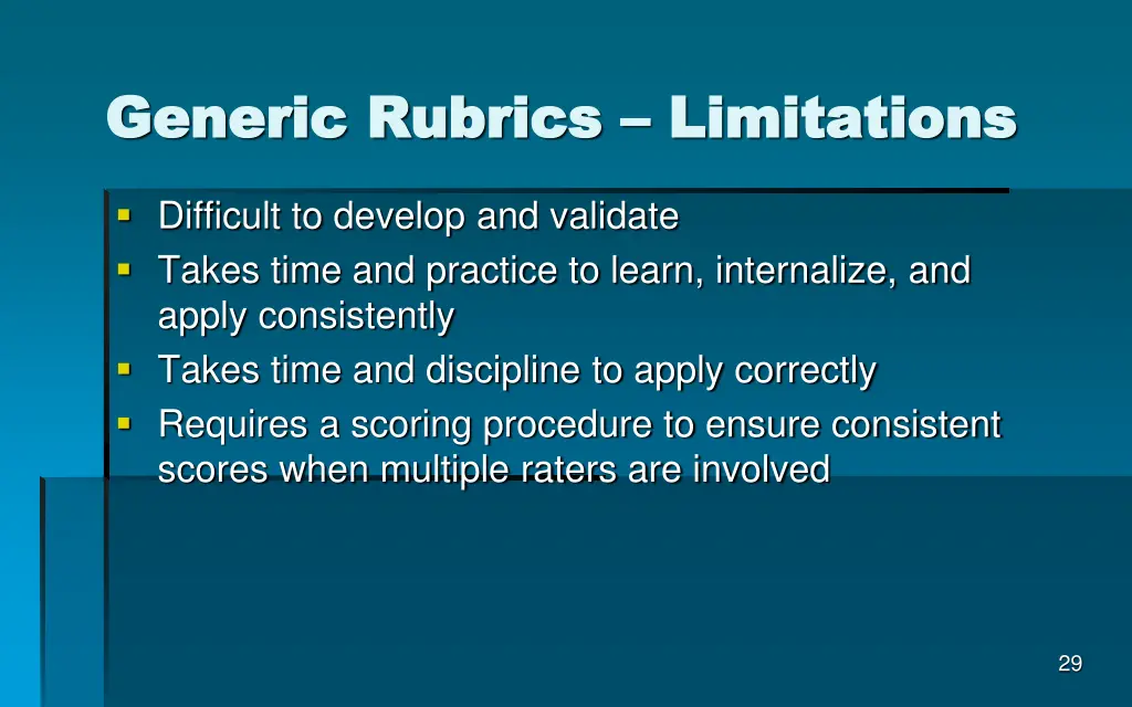 generic rubrics generic rubrics limitations