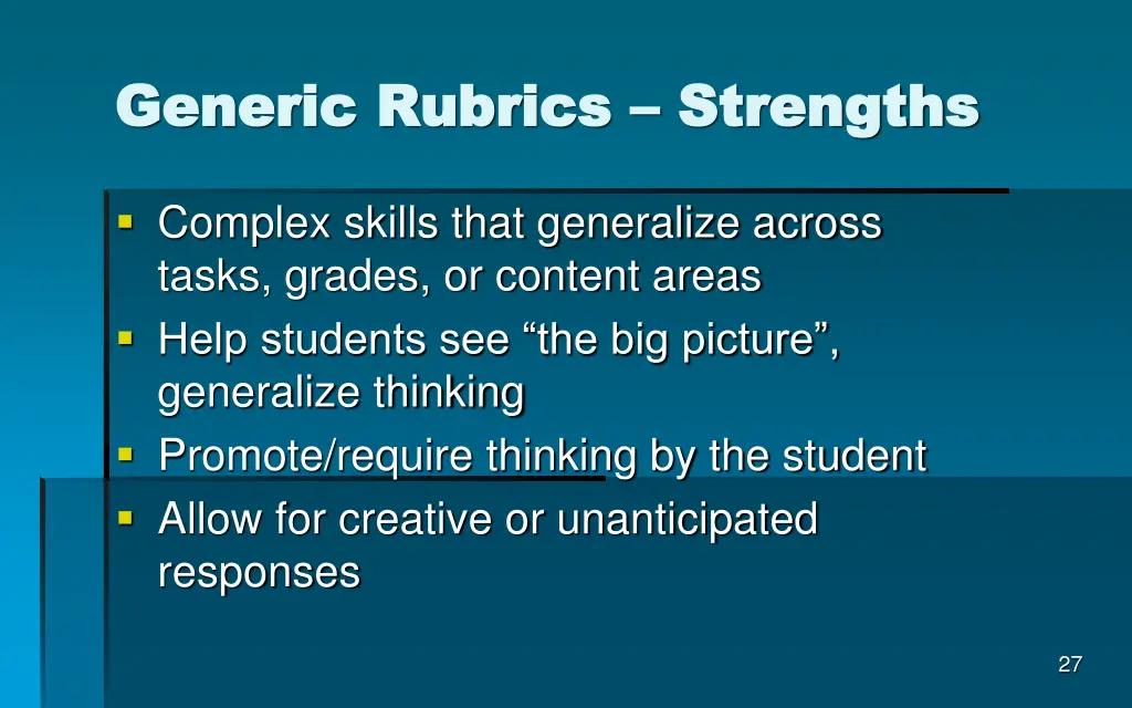 generic rubrics generic rubrics strengths