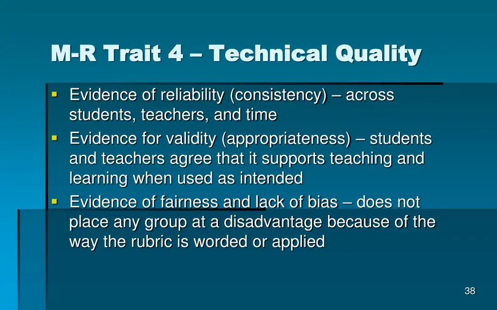 m m r trait 4 r trait 4 technical quality