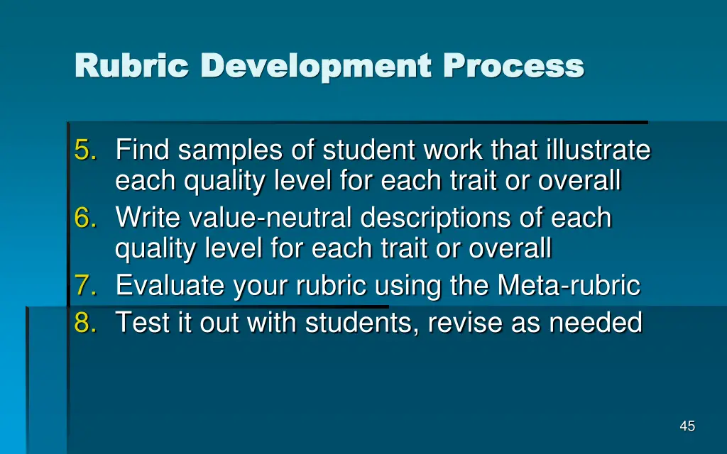 rubric development process rubric development 1