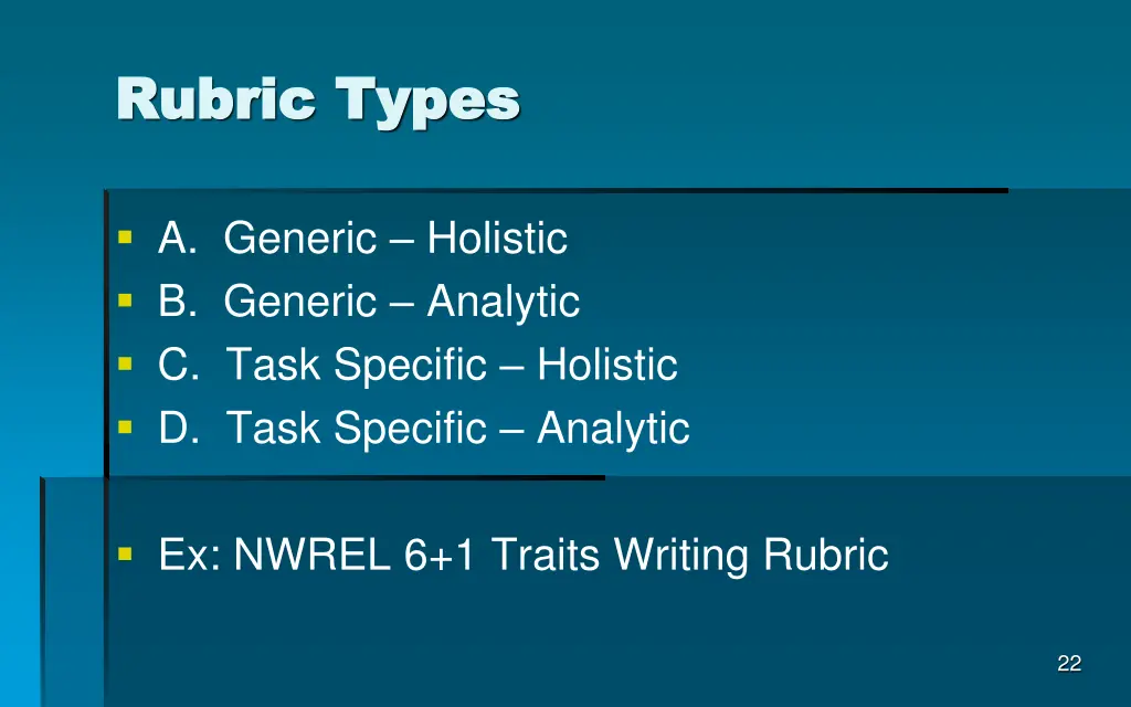 rubric types rubric types