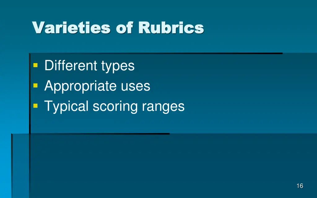 varieties of rubrics varieties of rubrics