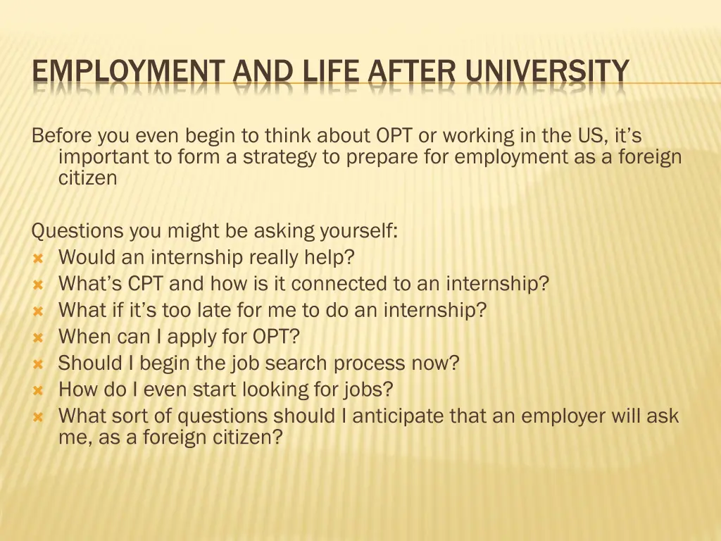 employment and life after university