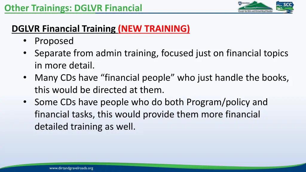 other trainings dglvr financial