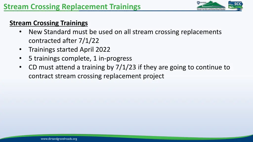 stream crossing replacement trainings