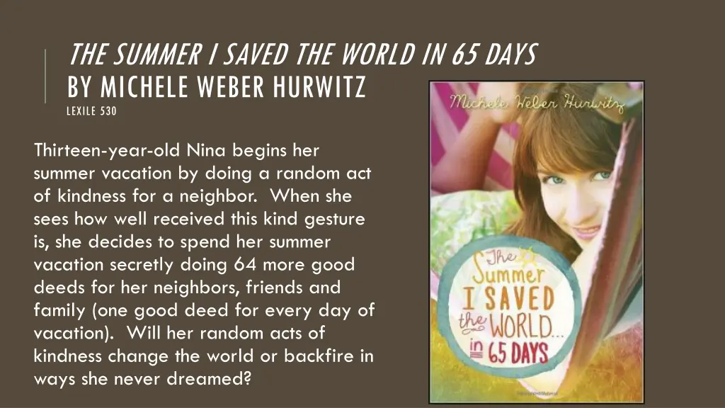 the summer i saved the world in 65 days