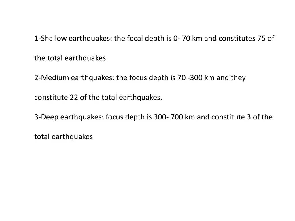 1 shallow earthquakes the focal depth