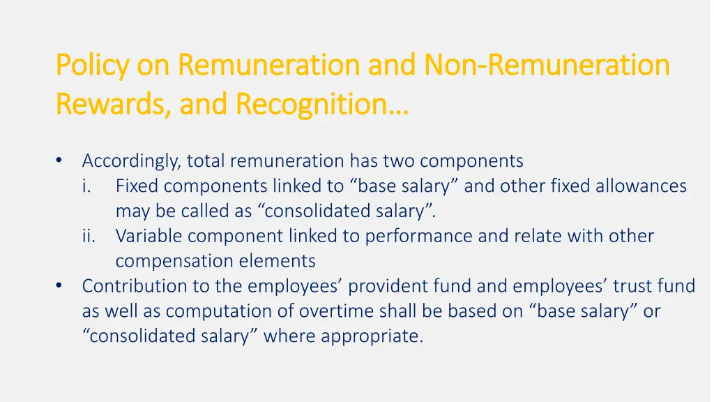 policy on remuneration and non policy