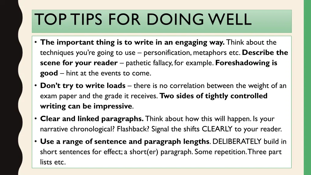 top tips for doing well