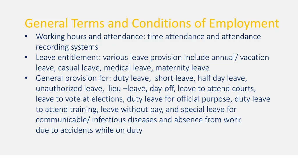 general terms and conditions of employment