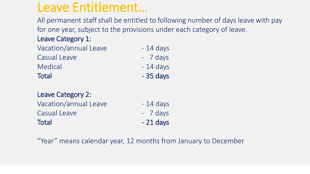 leave entitlement leave entitlement all permanent