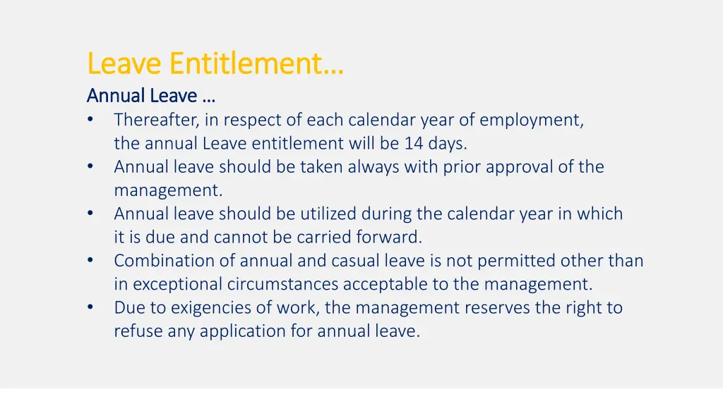 leave entitlement leave entitlement annual leave 1