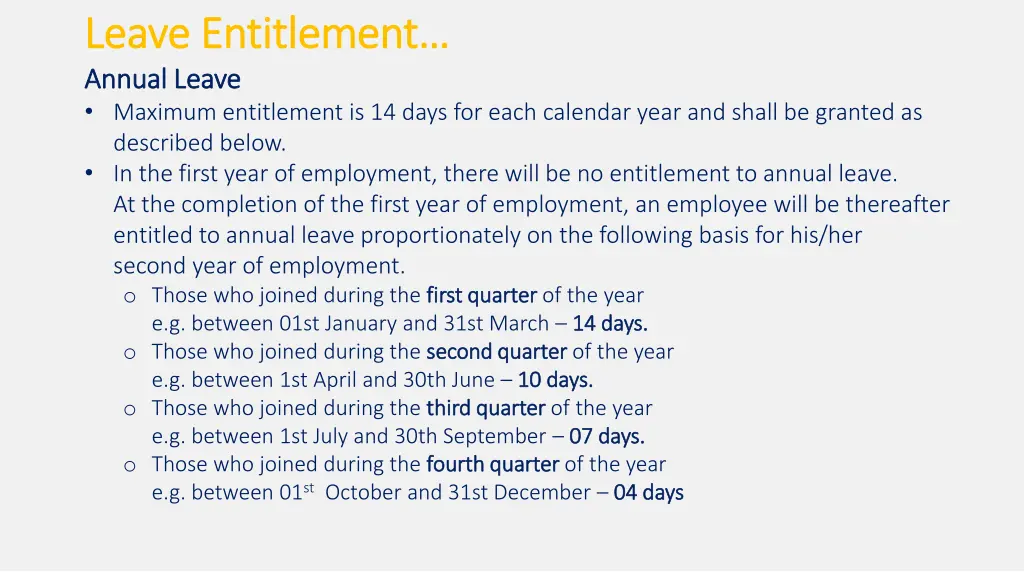 leave entitlement leave entitlement annual leave