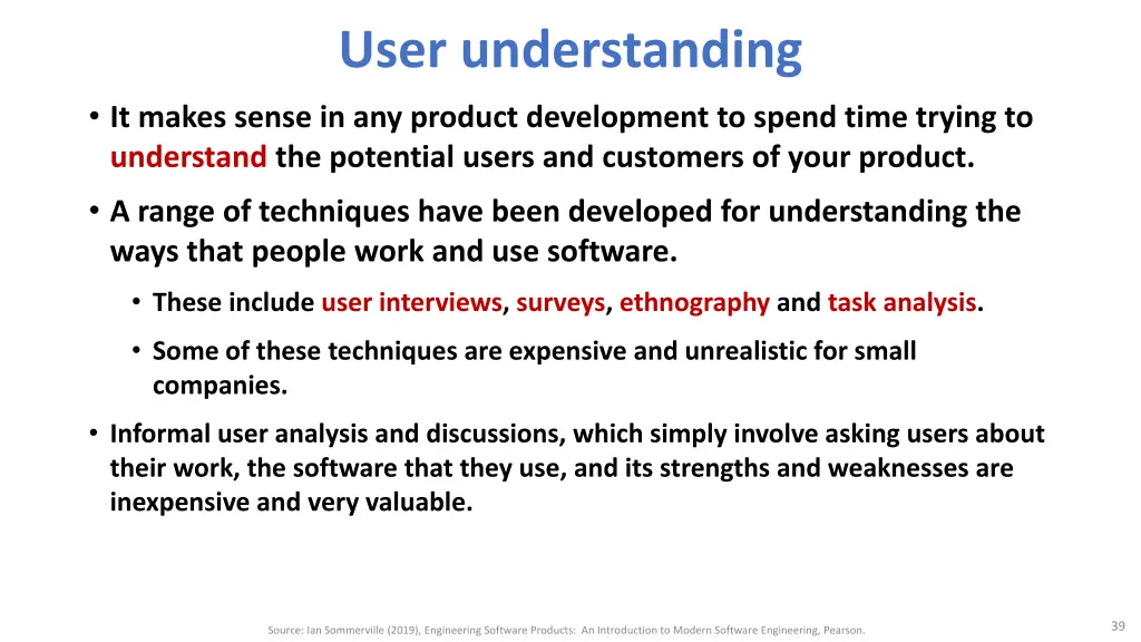 user understanding