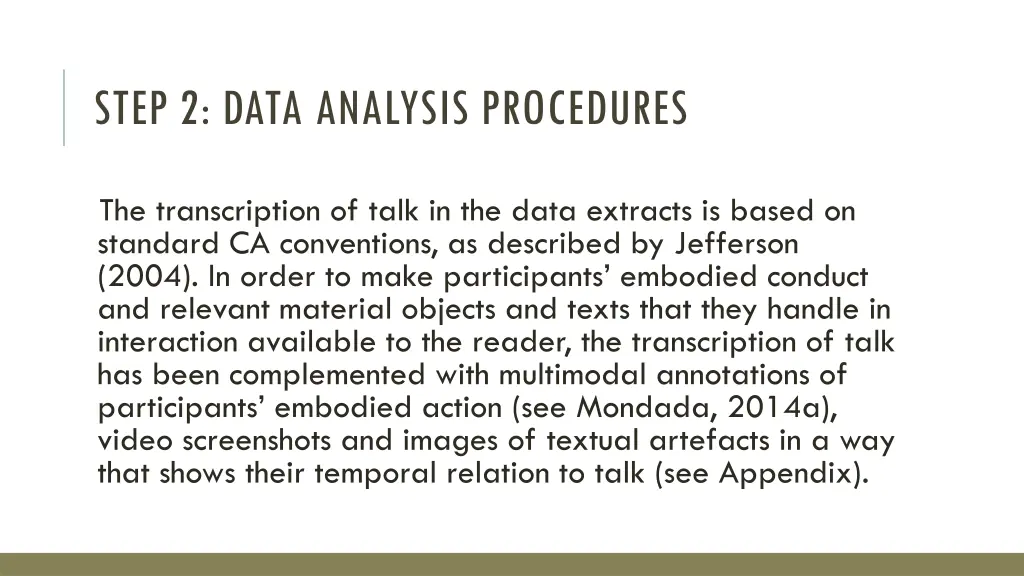 step 2 data analysis procedures