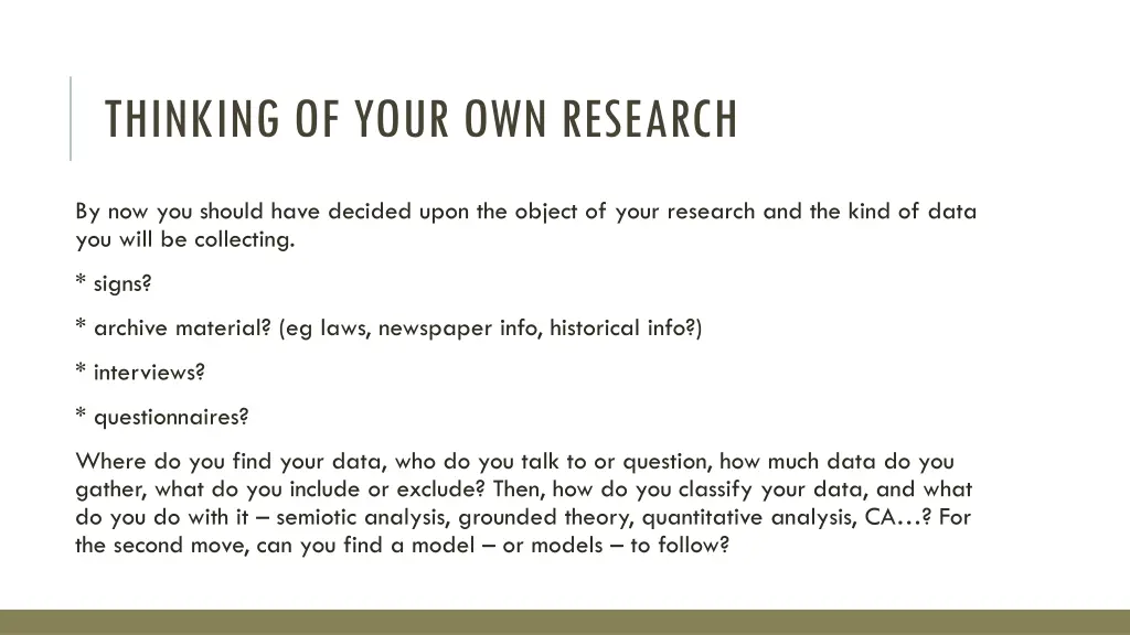 thinking of your own research