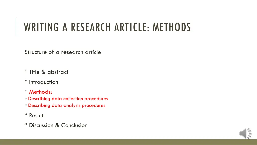 writing a research article methods