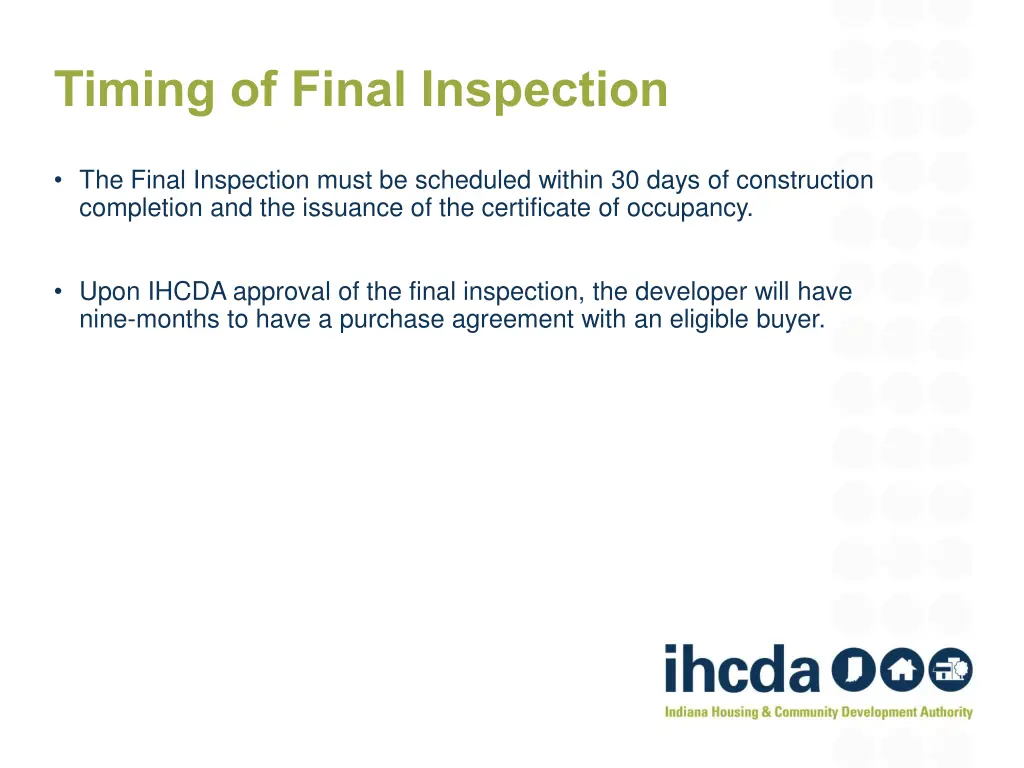 timing of final inspection