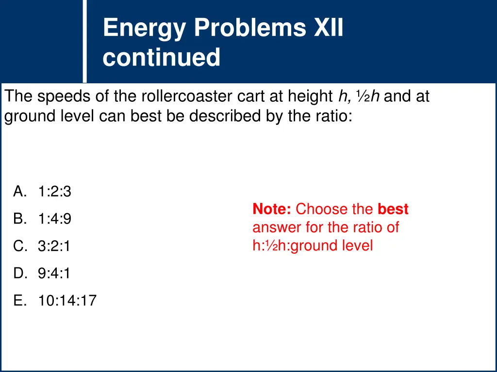 energy problems xii