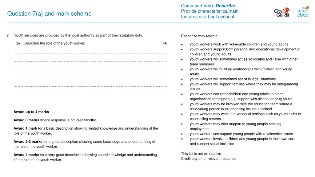 command verb describe provide characteristics