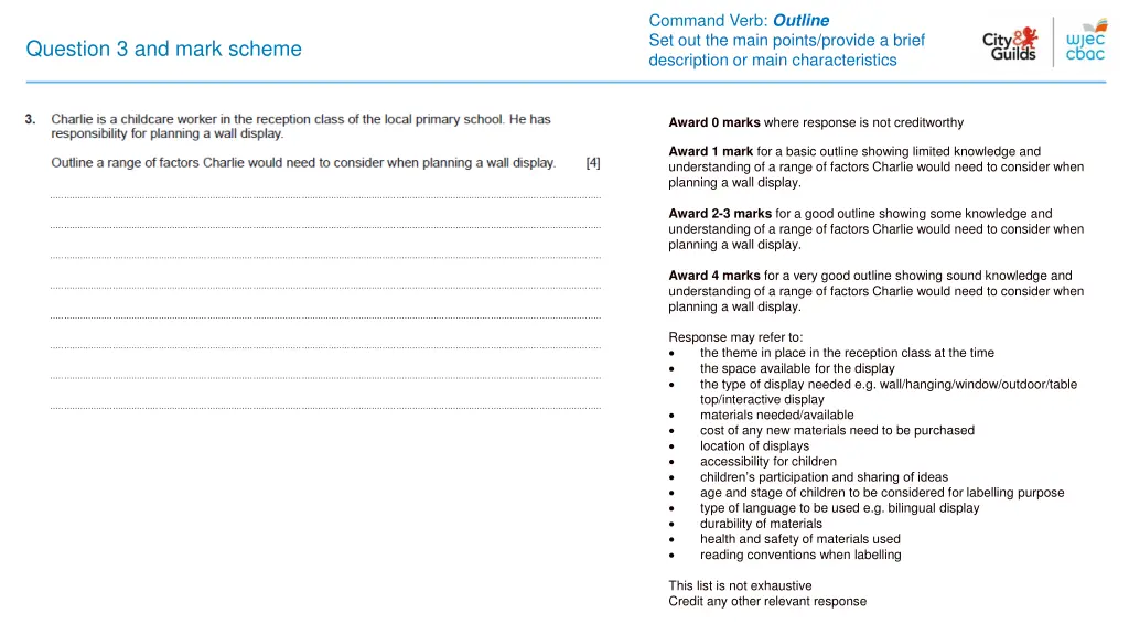 command verb outline set out the main points