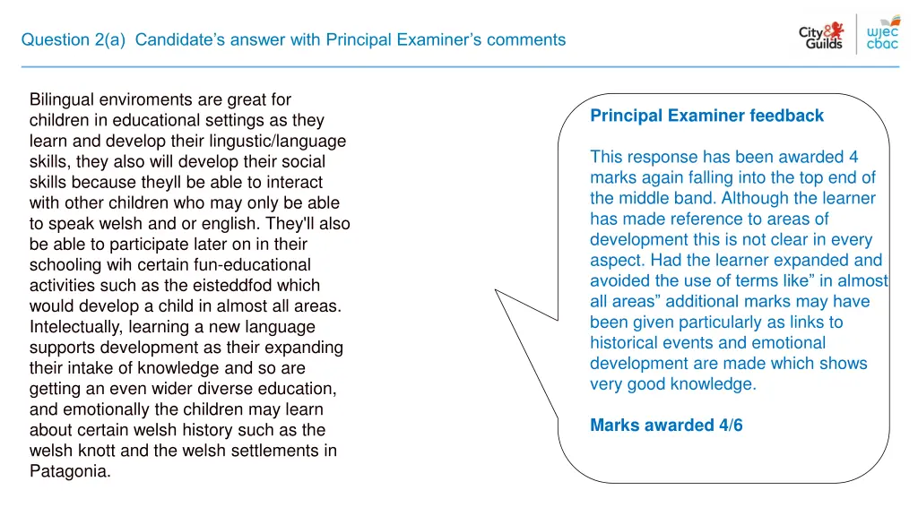 question 2 a candidate s answer with principal 1