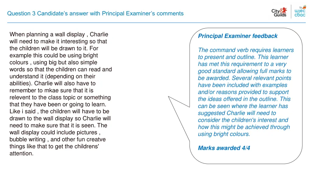 question 3 candidate s answer with principal