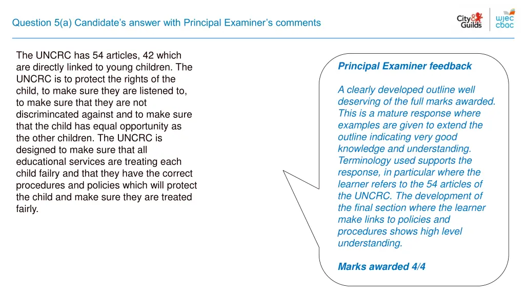 question 5 a candidate s answer with principal 1