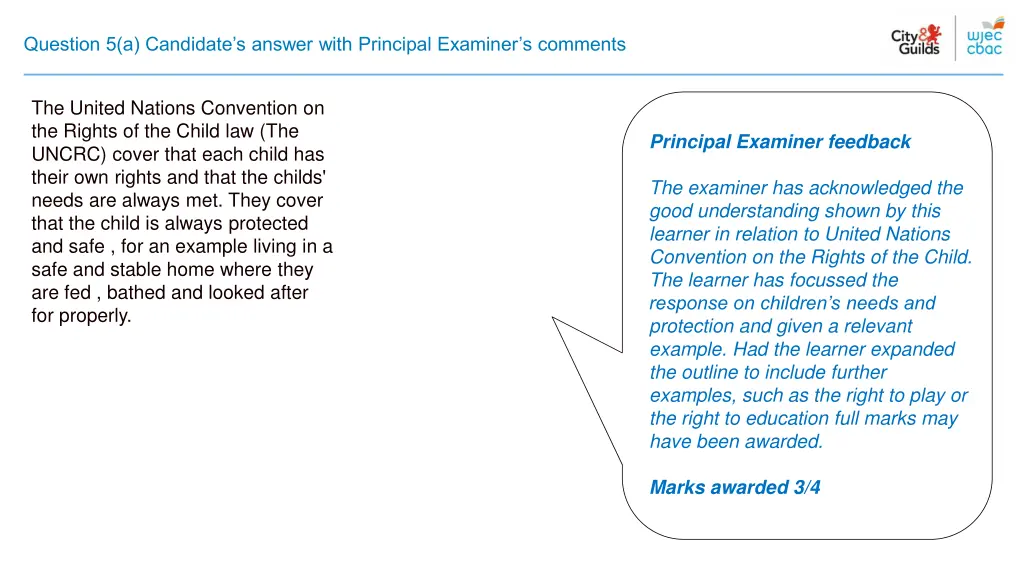 question 5 a candidate s answer with principal