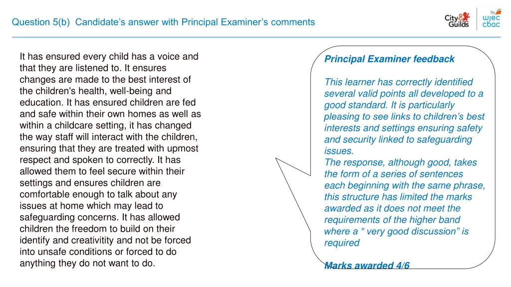 question 5 b candidate s answer with principal