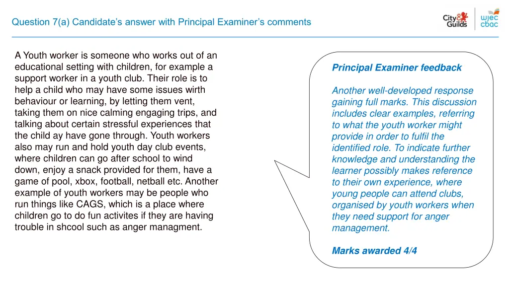 question 7 a candidate s answer with principal 1