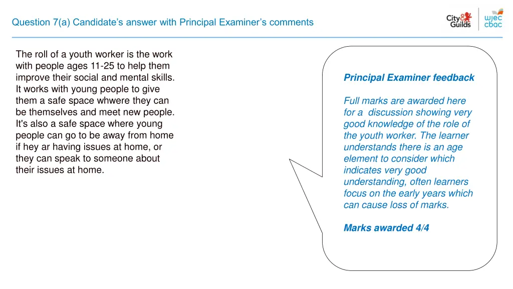 question 7 a candidate s answer with principal