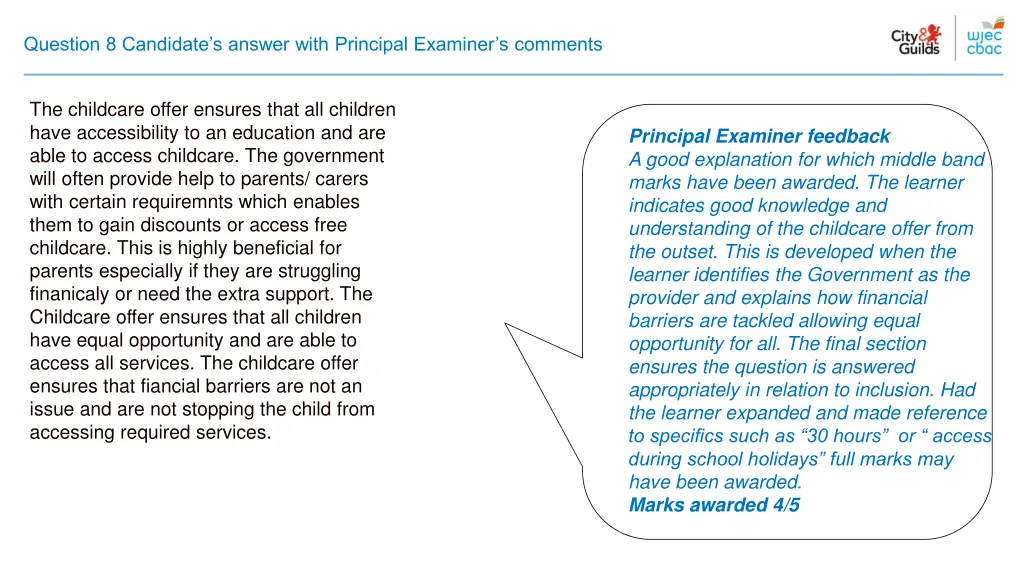 question 8 candidate s answer with principal 1