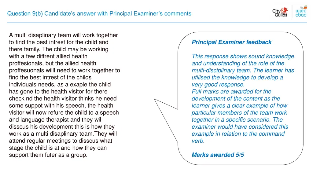 question 9 b candidate s answer with principal 1