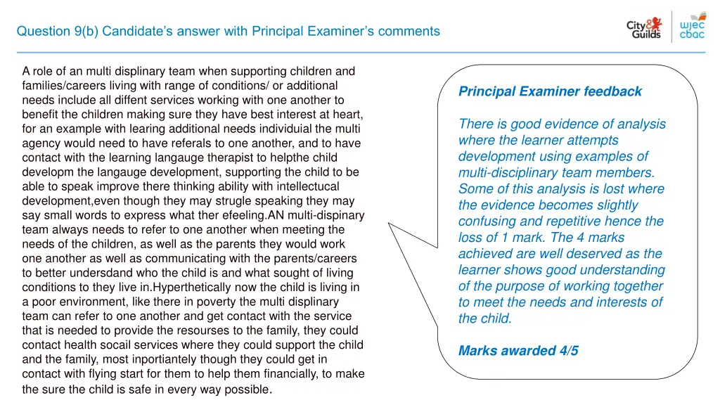 question 9 b candidate s answer with principal